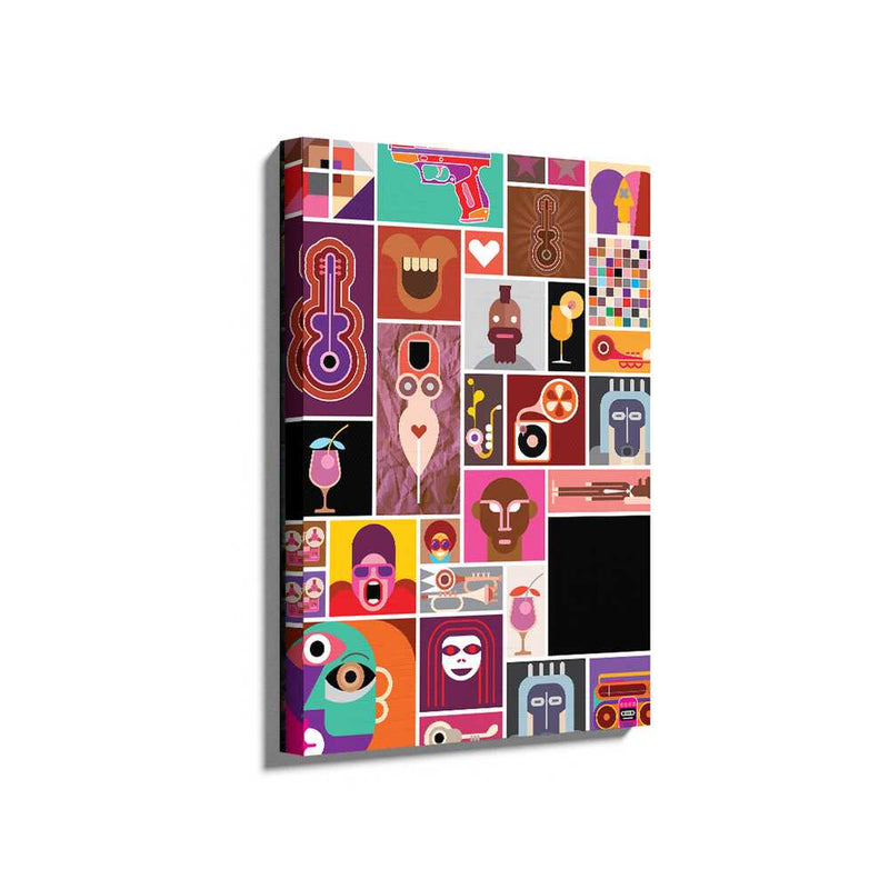 Picasoul - Picasoul Curated - Colorful Collage Of Faces And Objects - Wall Decor