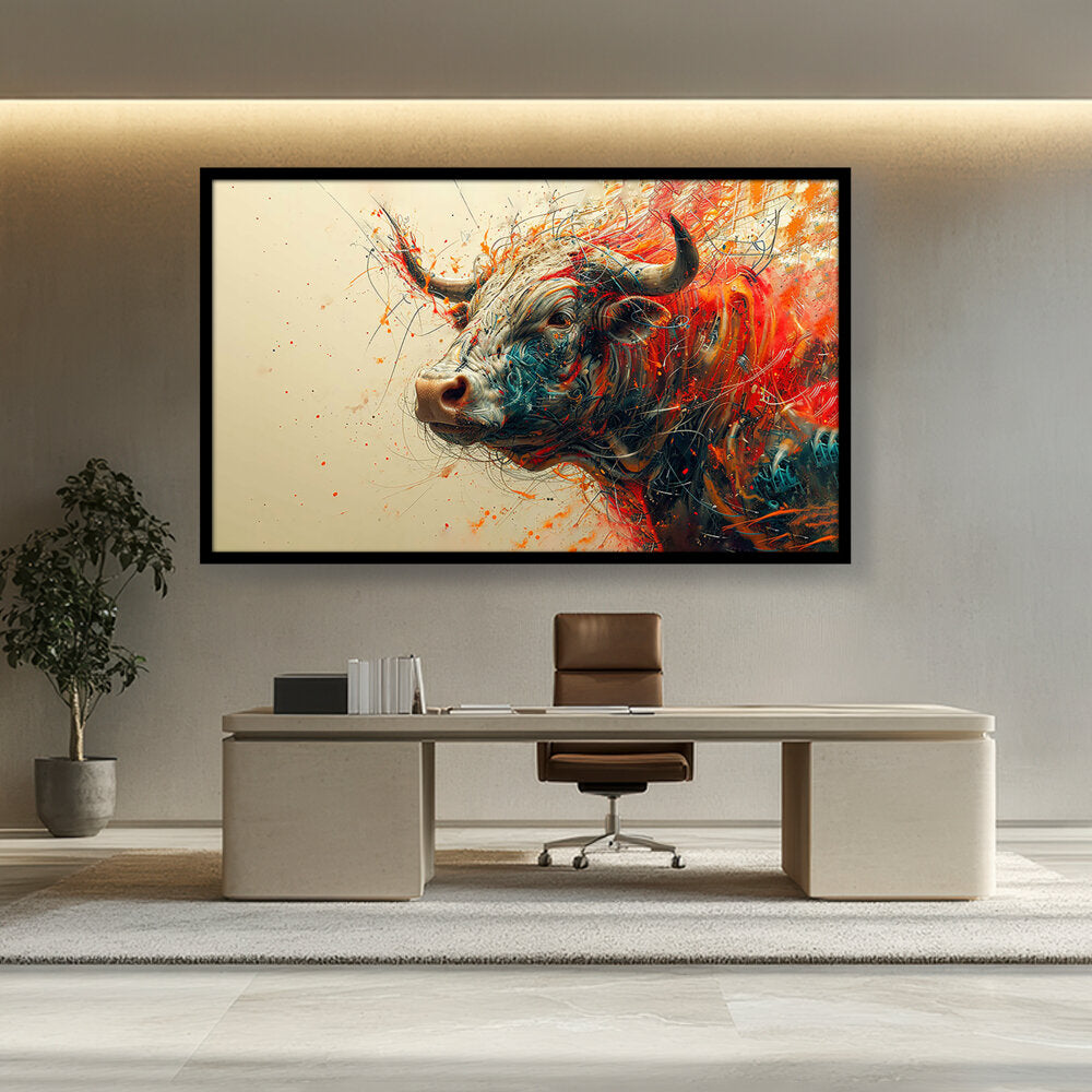 Bull AI Art - Framed Canvas