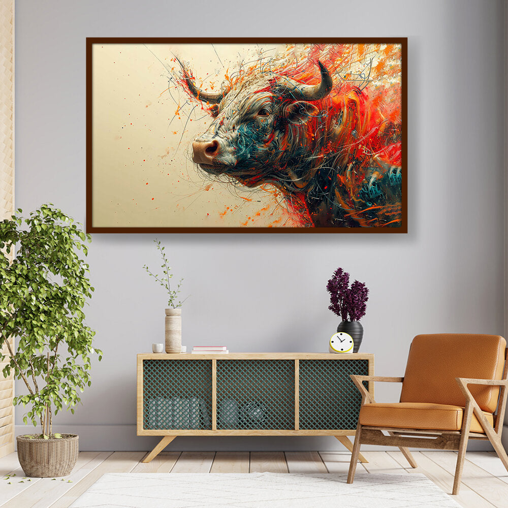 Bull AI Art - Framed Canvas