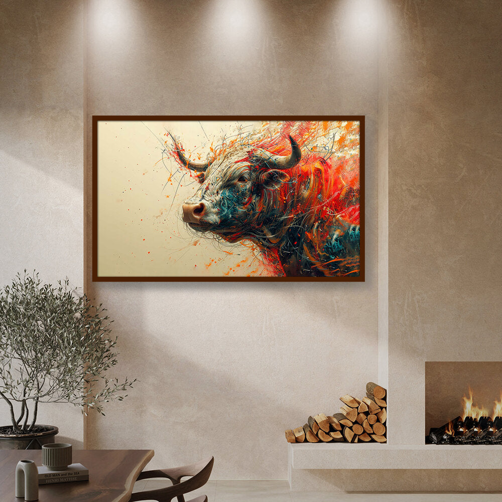 Bull AI Art - Framed Canvas