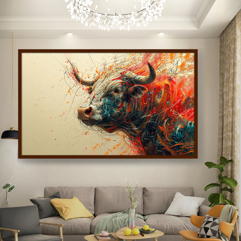 Bull AI Art - Framed Canvas