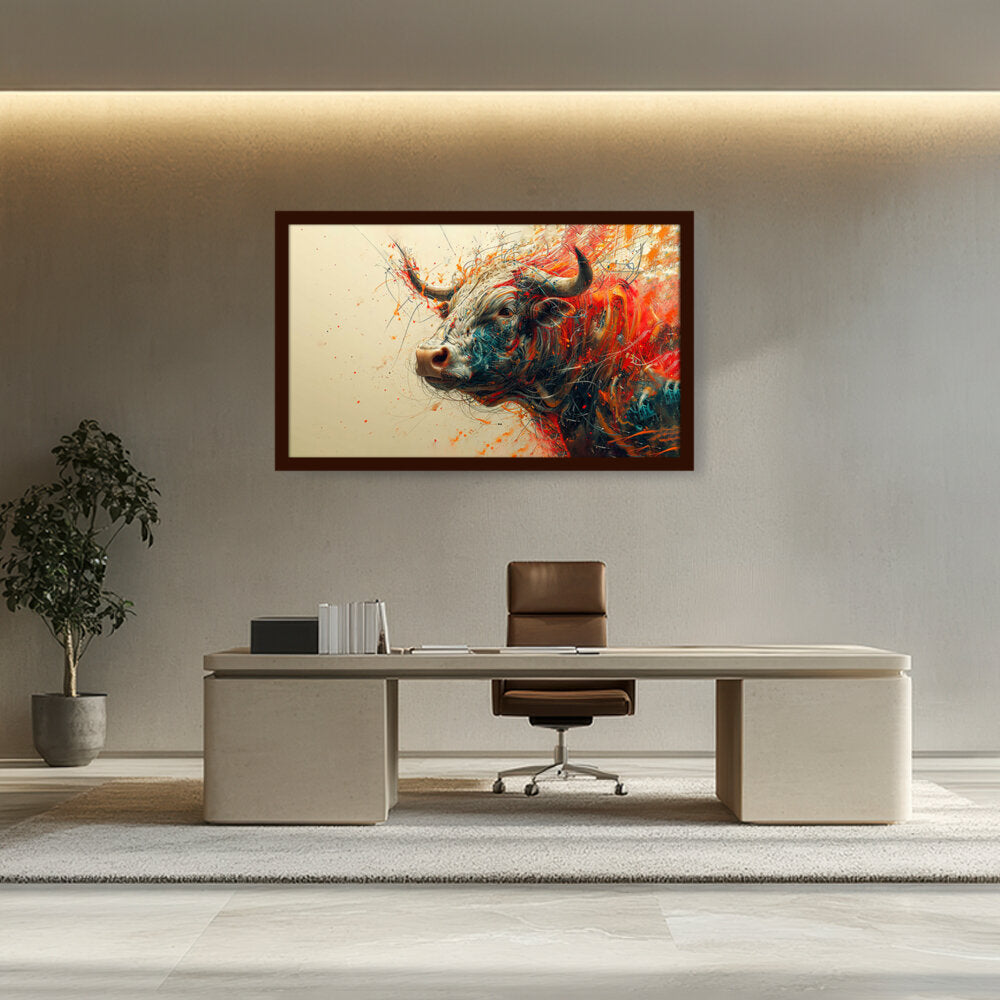 Bull AI Art - Framed Canvas