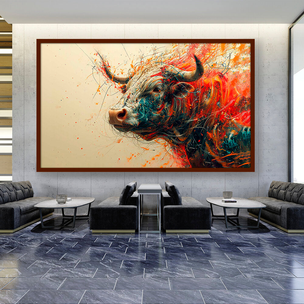 Bull AI Art - Framed Canvas