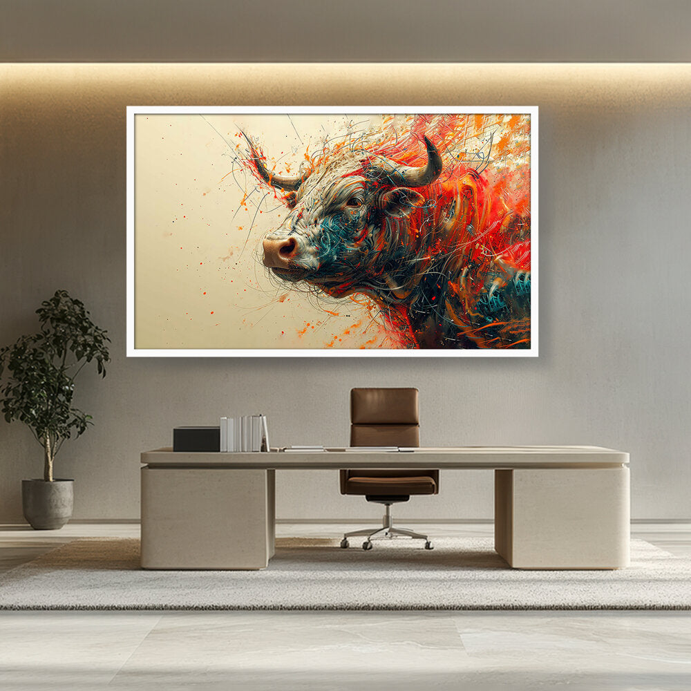 Bull AI Art - Framed Canvas