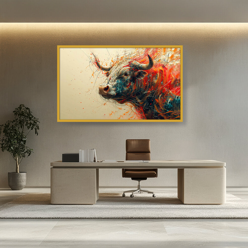 Bull AI Art - Framed Canvas