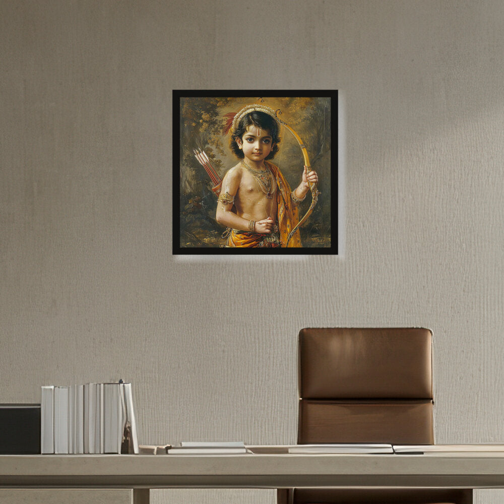 Child With A Bow And Arrow - Framed Canvas