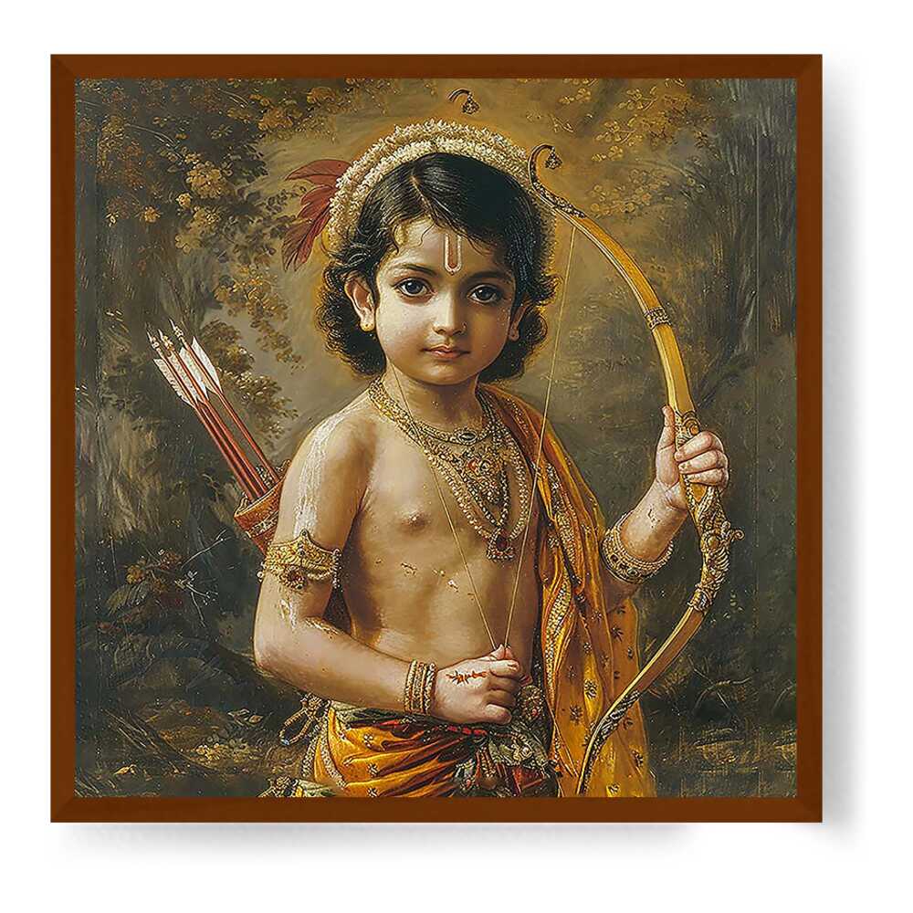 Child With A Bow And Arrow - Framed Canvas