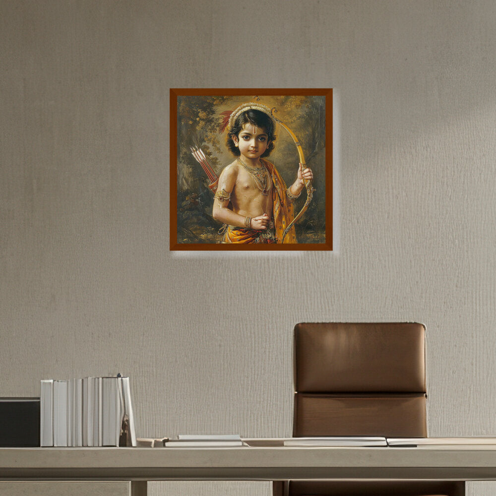 Child With A Bow And Arrow - Framed Canvas