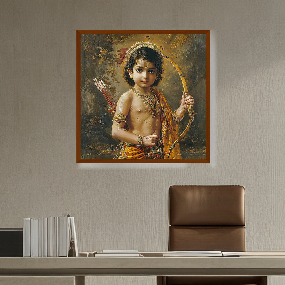 Child With A Bow And Arrow - Framed Canvas