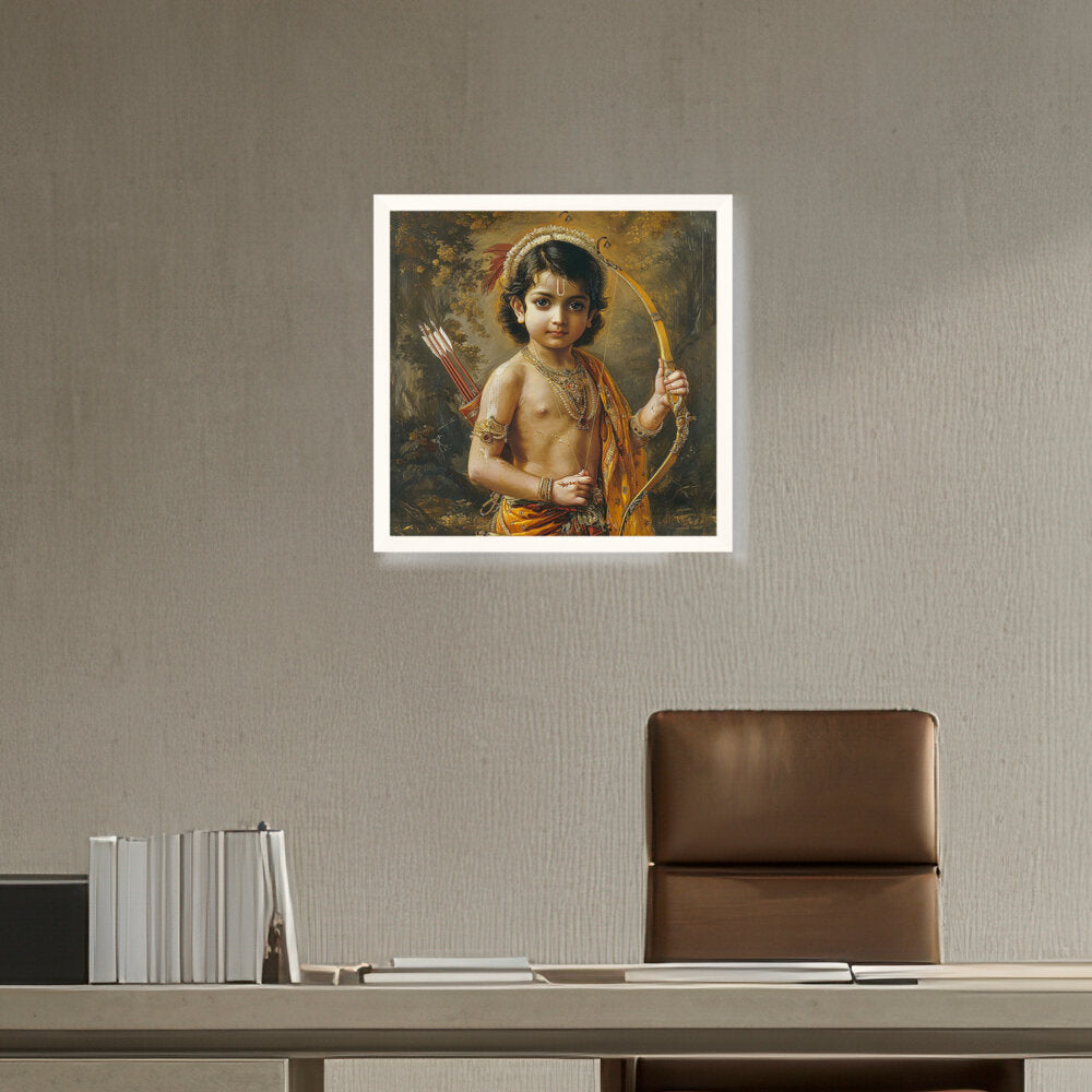 Child With A Bow And Arrow - Framed Canvas