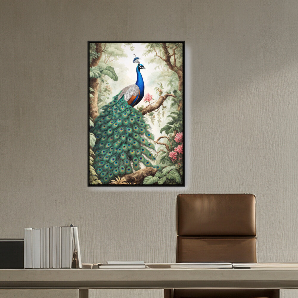 Peacock Painting - FLOATING FRAME