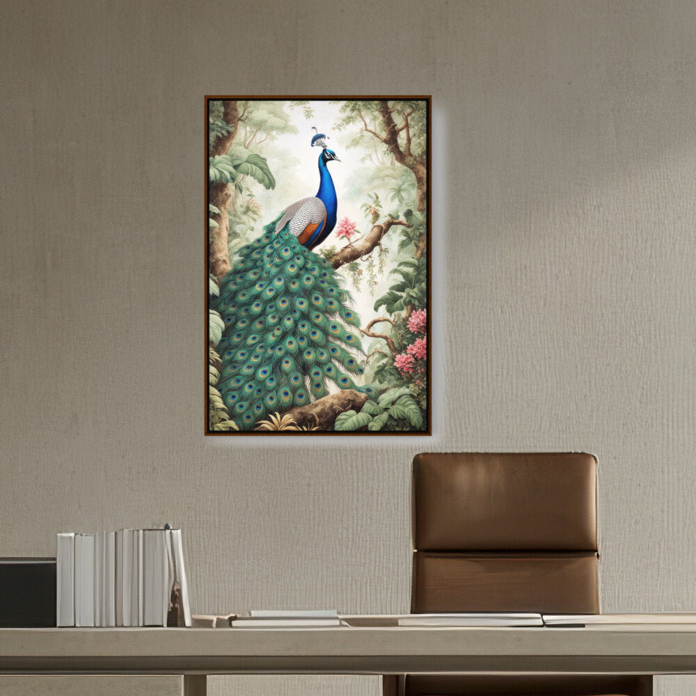 Peacock Painting - FLOATING FRAME