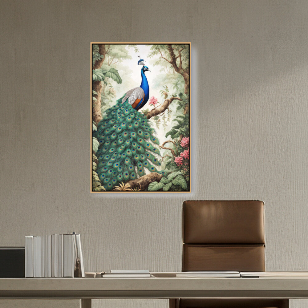 Peacock Painting - FLOATING FRAME