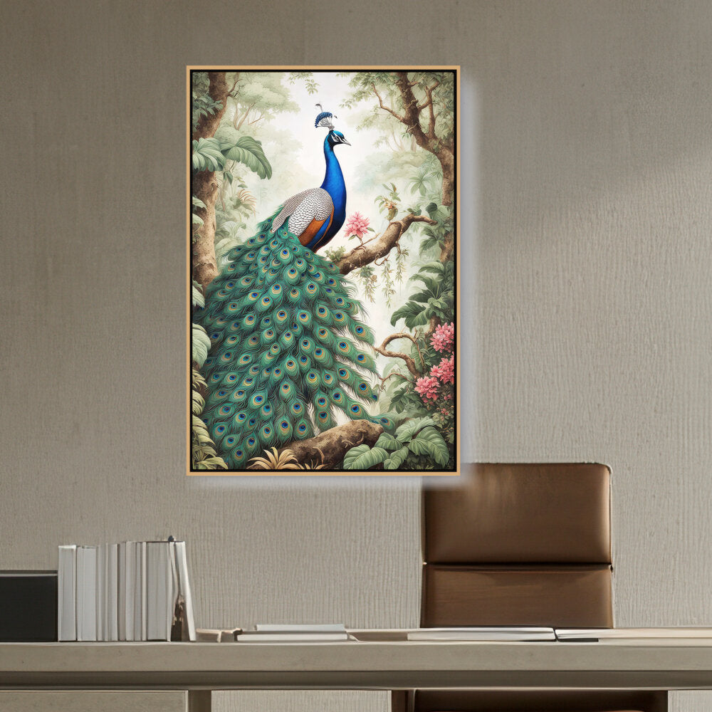 Peacock Painting - FLOATING FRAME
