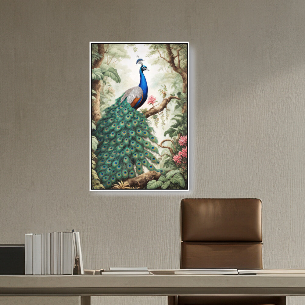 Peacock Painting - FLOATING FRAME