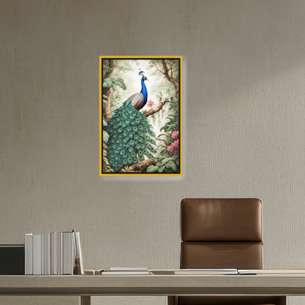 Peacock Painting - FLOATING FRAME