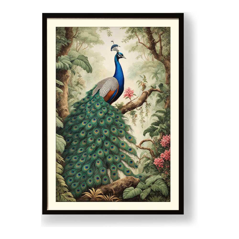 Peacock Painting - WALL MOUNT FRAME