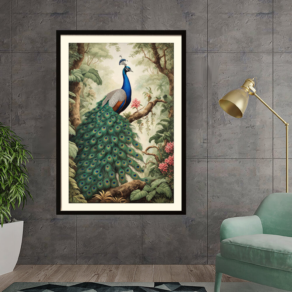 Peacock Painting - WALL MOUNT FRAME