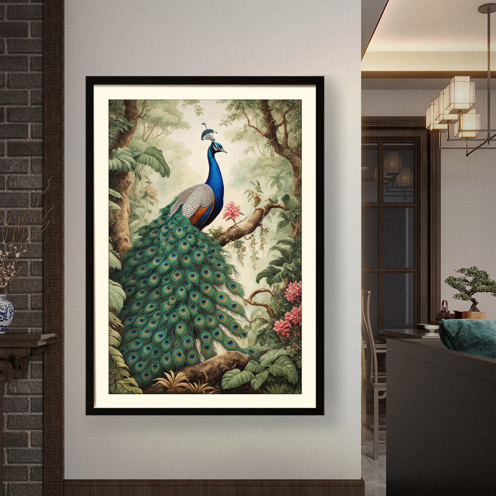 Peacock Painting - WALL MOUNT FRAME