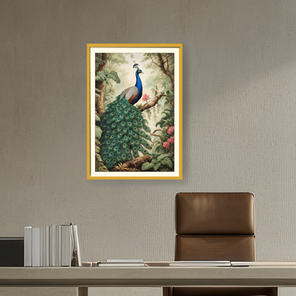 Peacock Painting - WALL MOUNT FRAME