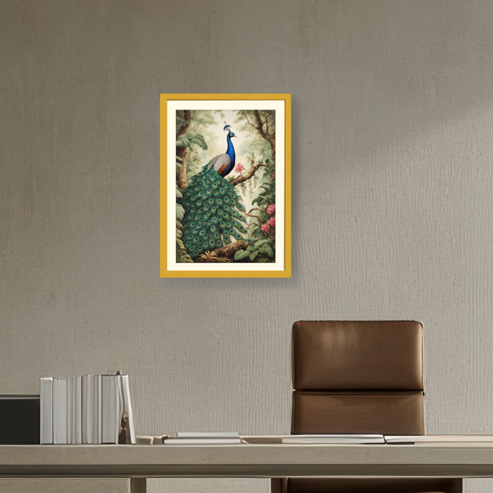 Peacock Painting - WALL MOUNT FRAME