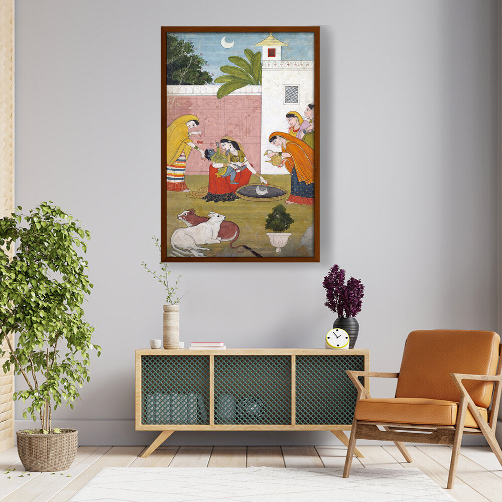 Picasoul - Artist - Krishna Reaching For The Moon - Framed Canvas