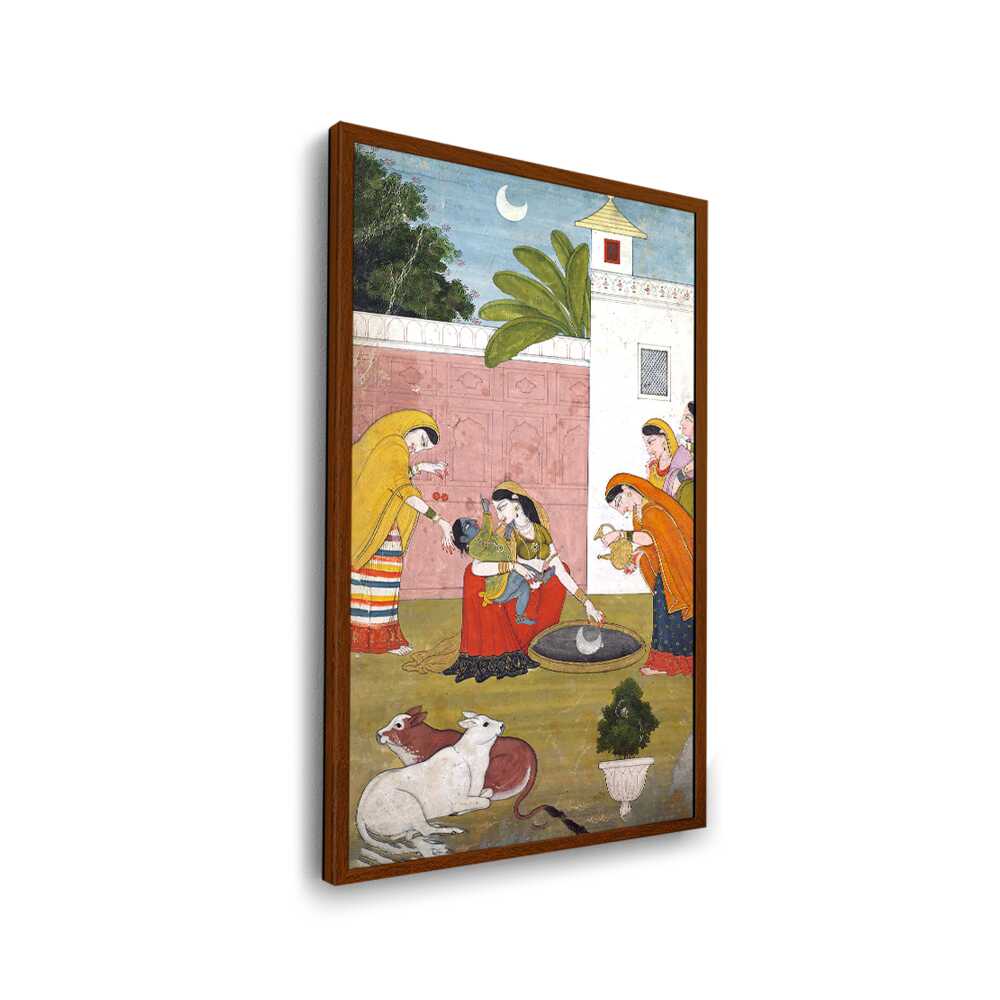 Krishna Reaching For The Moon - Framed Canvas