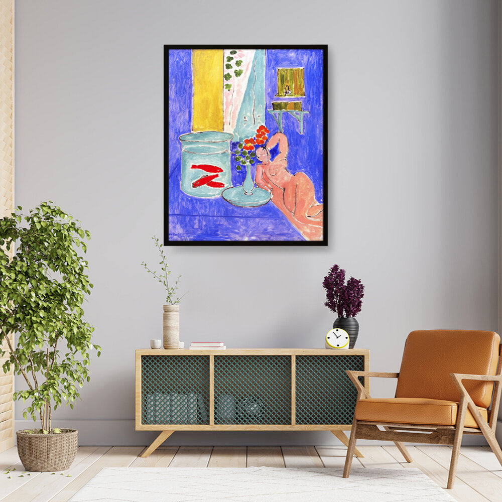 Goldfish And Sculpture - Framed Canvas