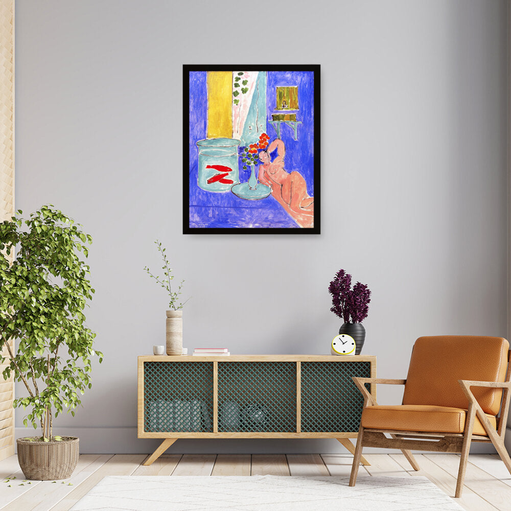 Goldfish And Sculpture - Framed Canvas