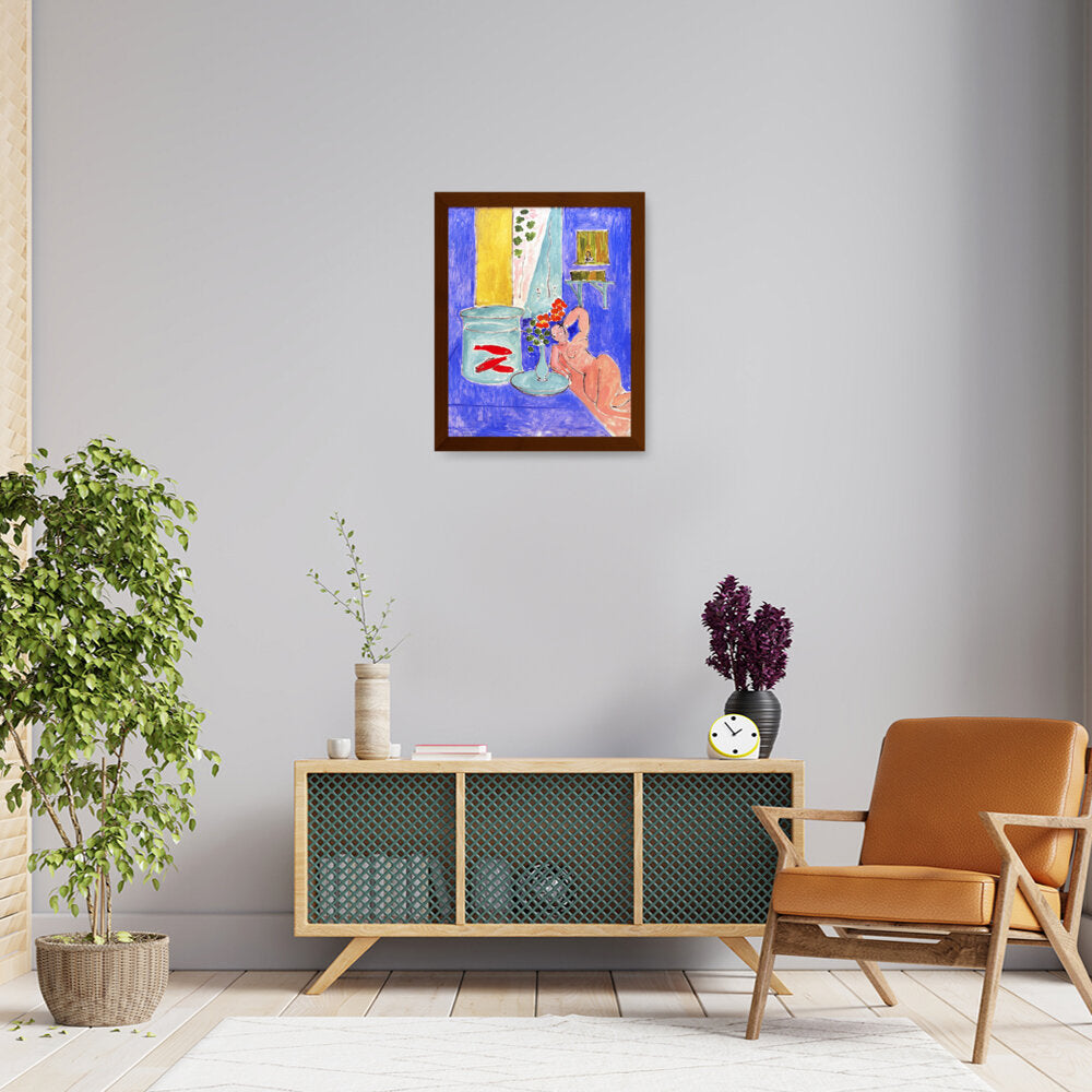 Goldfish And Sculpture - Framed Canvas