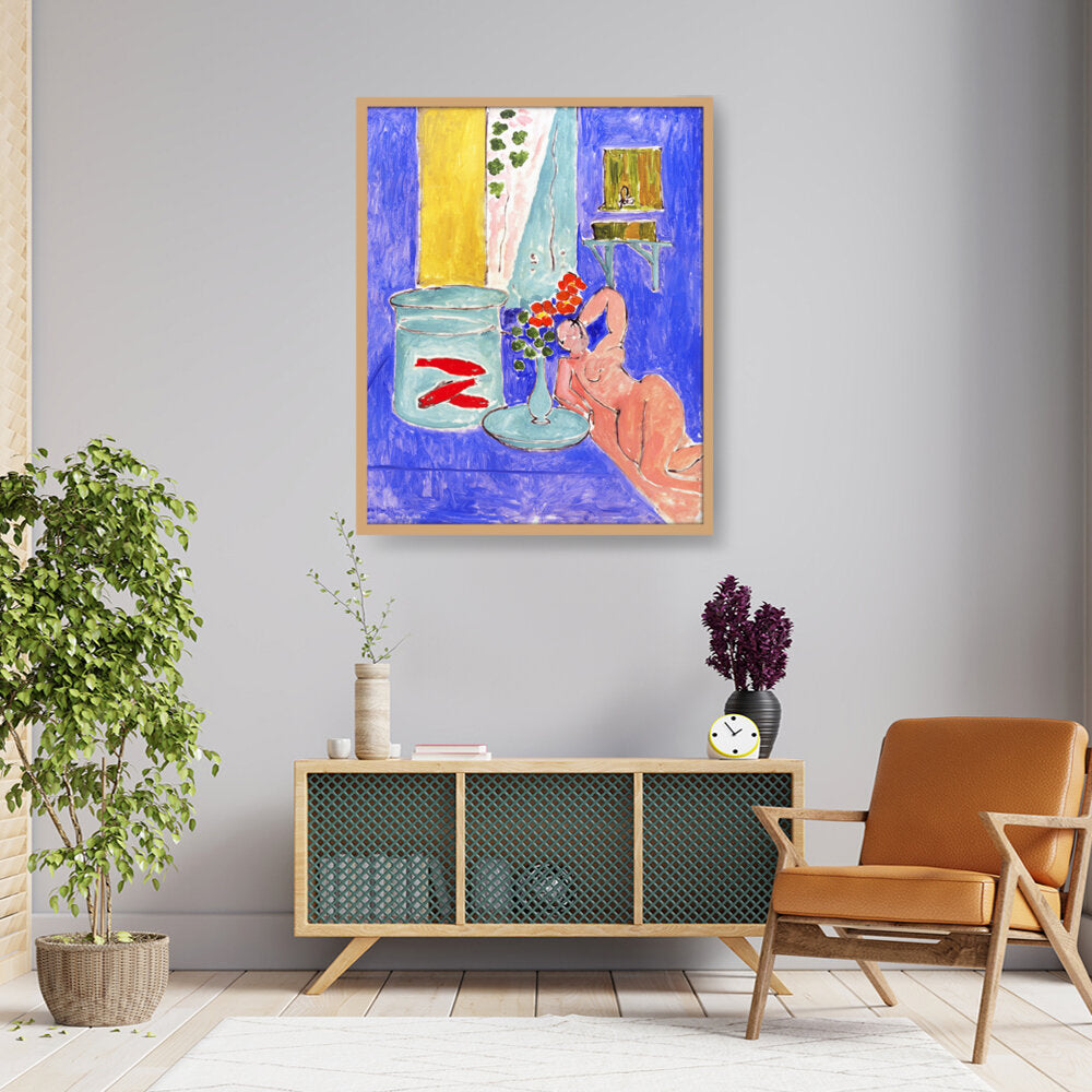 Goldfish And Sculpture - Framed Canvas
