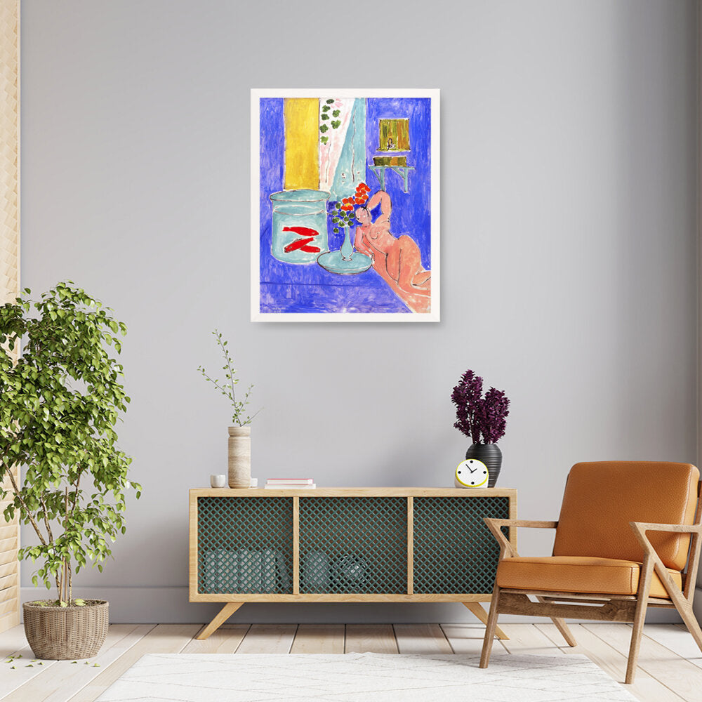 Goldfish And Sculpture - Framed Canvas