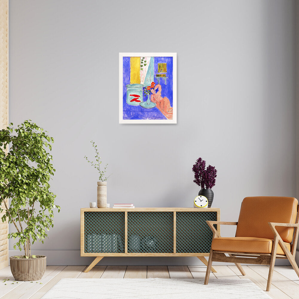Goldfish And Sculpture - Framed Canvas