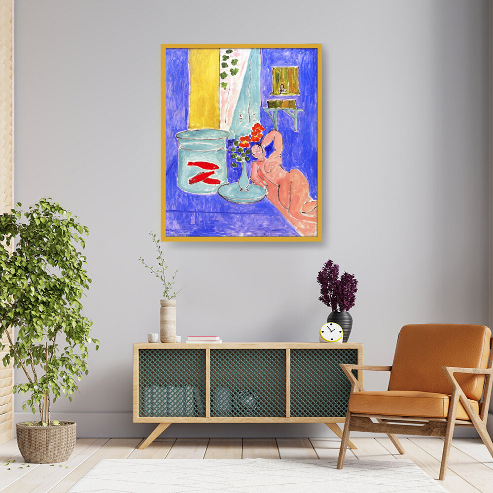 Goldfish And Sculpture - Framed Canvas