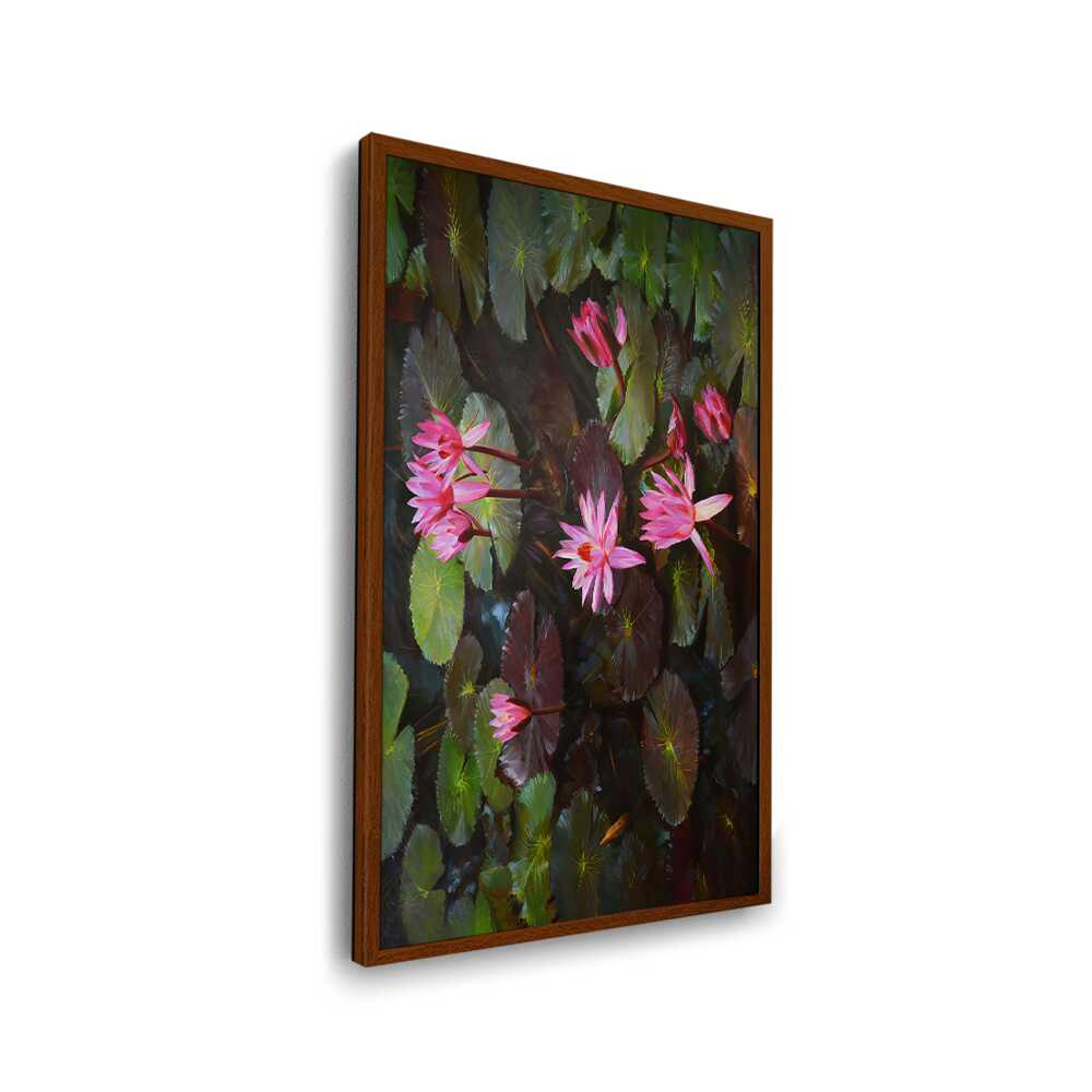 Pink Lotus, Pink Watter Lily - Framed Canvas