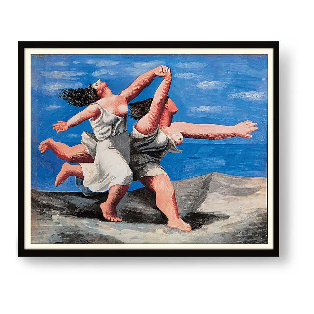 Two Women Running On The Beach - WALL MOUNT FRAME
