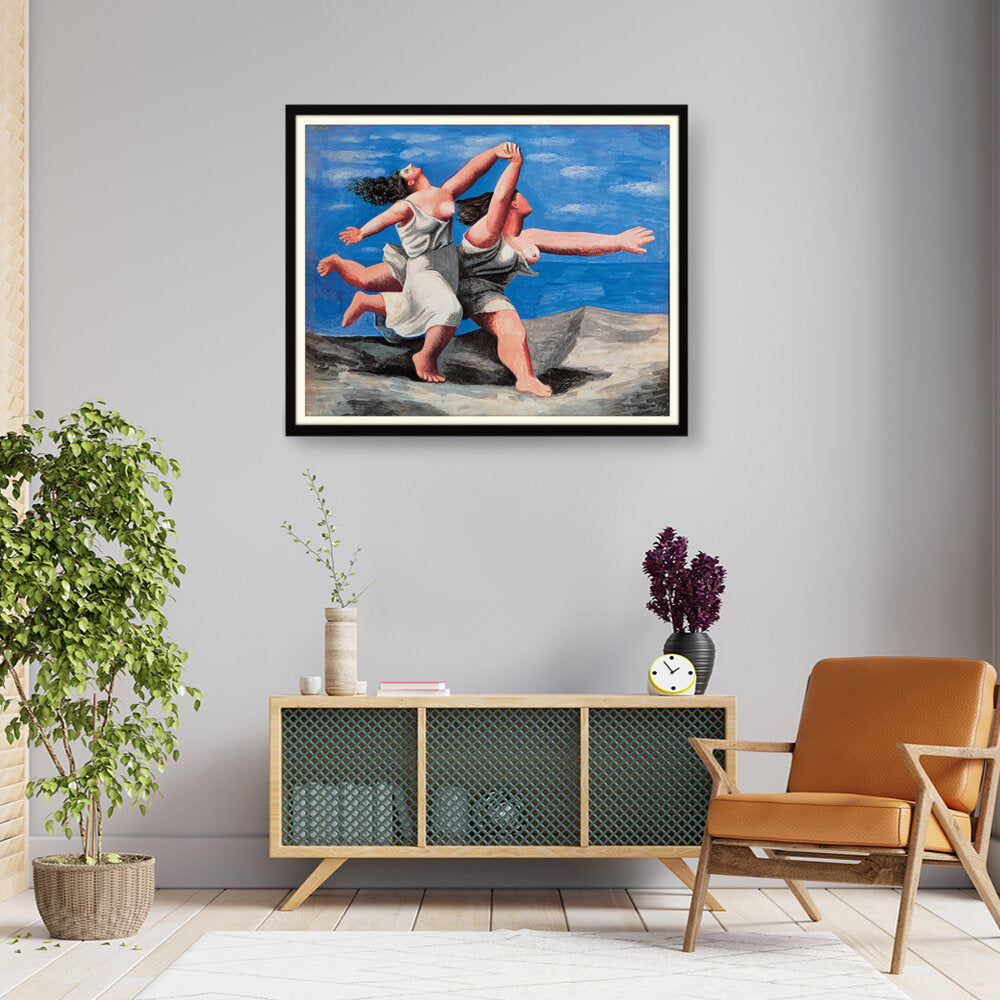 Two Women Running On The Beach - WALL MOUNT FRAME