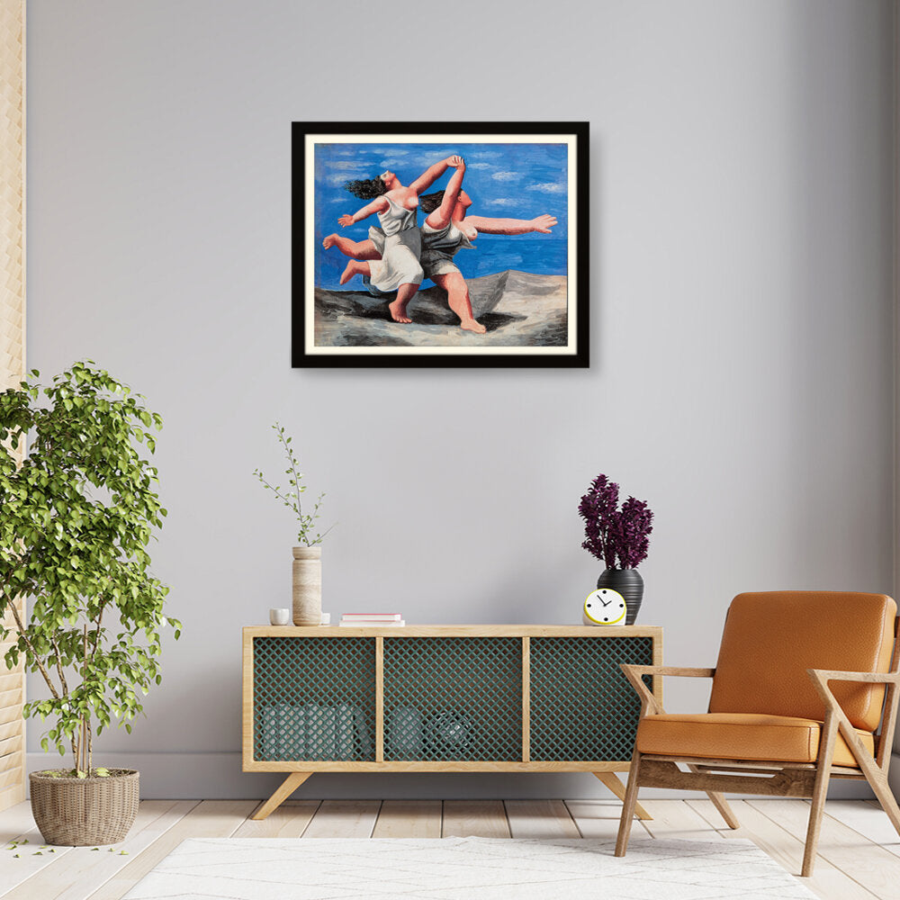 Two Women Running On The Beach - WALL MOUNT FRAME