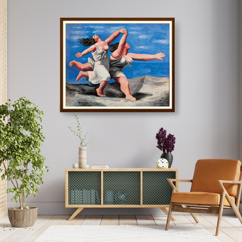 Two Women Running On The Beach - WALL MOUNT FRAME