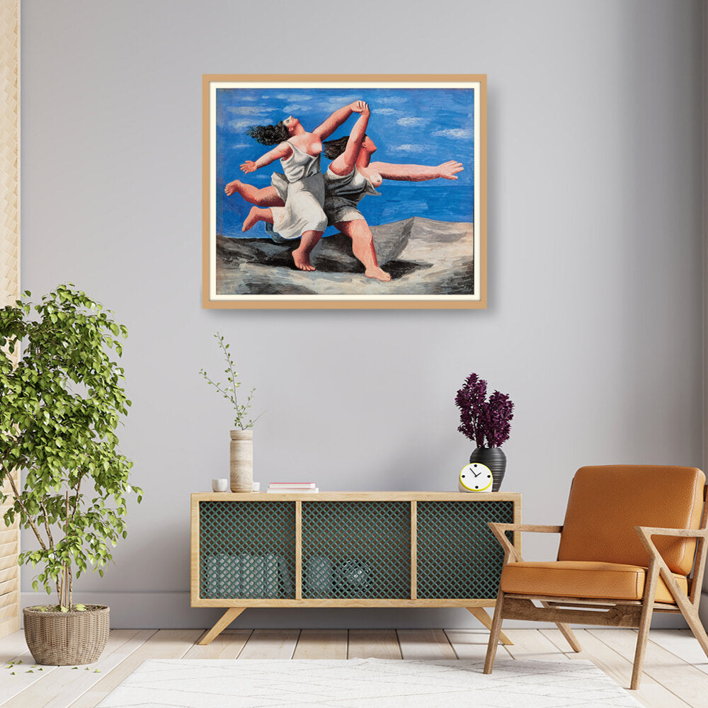 Two Women Running On The Beach - WALL MOUNT FRAME