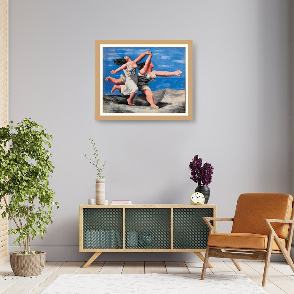 Two Women Running On The Beach - WALL MOUNT FRAME