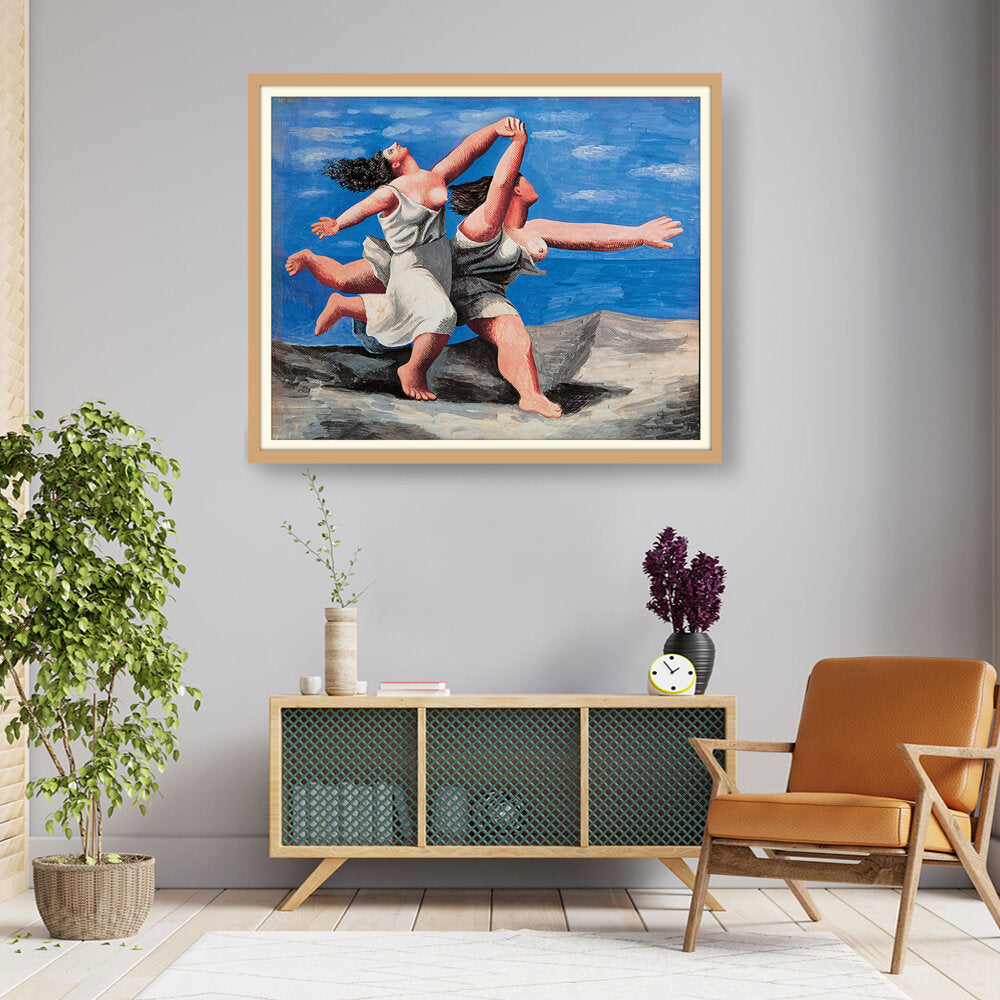 Two Women Running On The Beach - WALL MOUNT FRAME