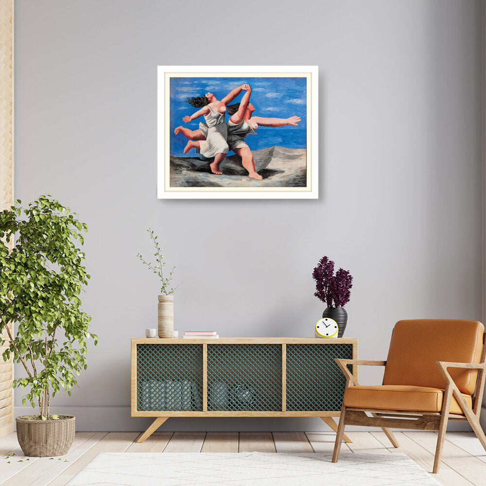Two Women Running On The Beach - WALL MOUNT FRAME