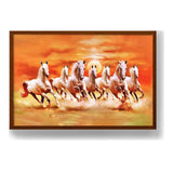 Seven Lucky Running Horses - Framed Canvas