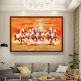 Picasoul - Artist - Seven Lucky Running Horses - Framed Canvas