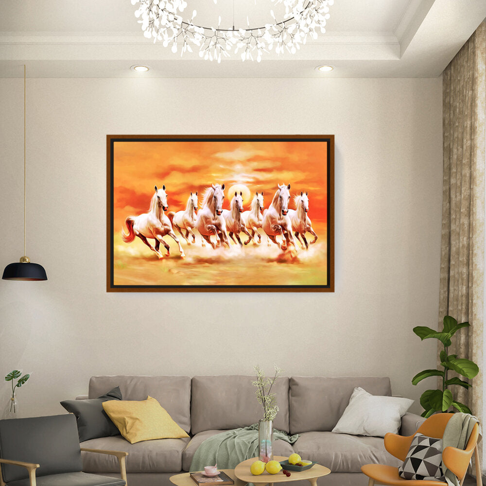 Seven Lucky Running Horses - FLOATING FRAME