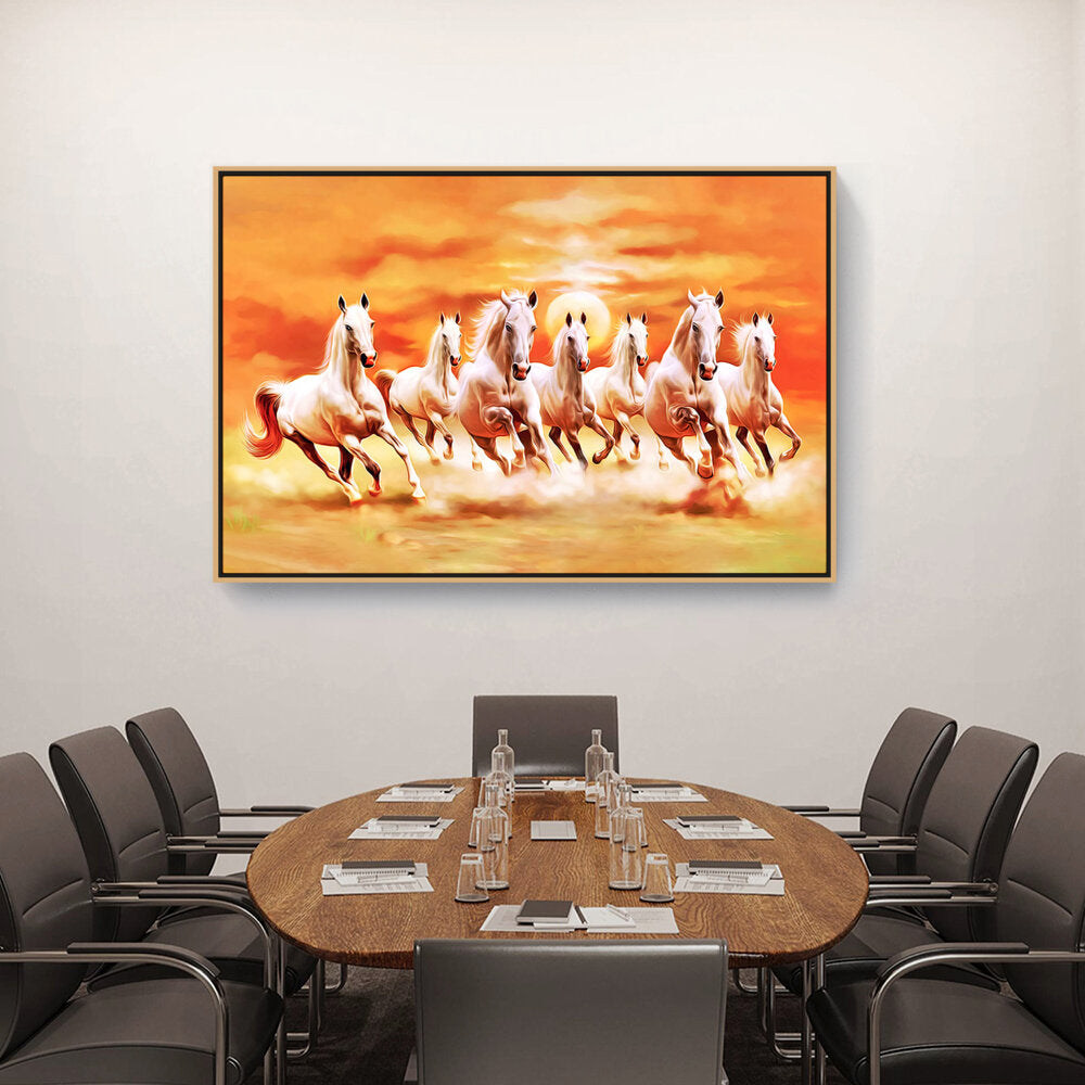 Seven Lucky Running Horses - FLOATING FRAME