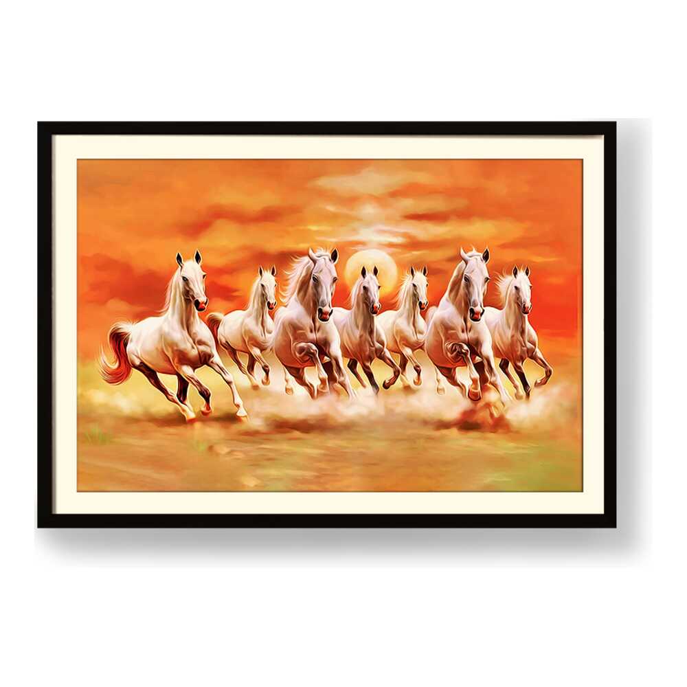 Seven Lucky Running Horses - WALL MOUNT FRAME