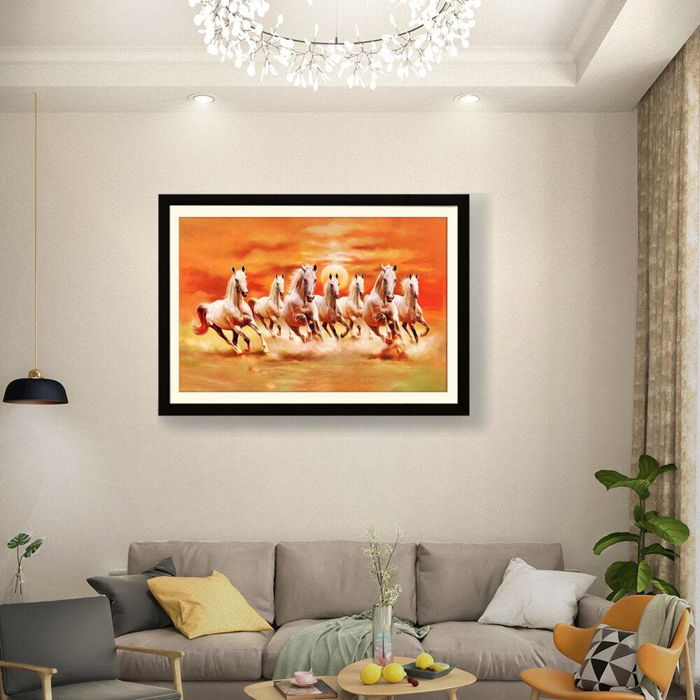 Seven Lucky Running Horses - WALL MOUNT FRAME