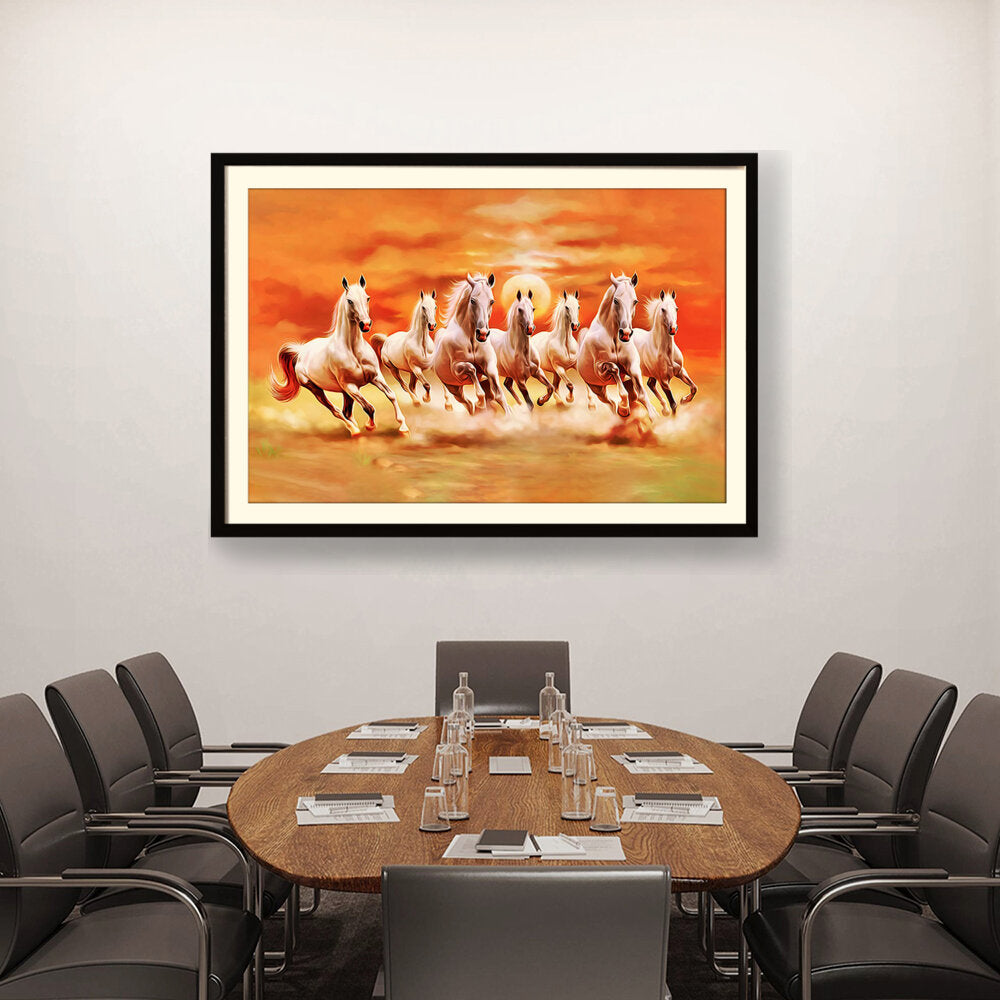 Seven Lucky Running Horses - WALL MOUNT FRAME